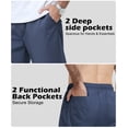 thumbnail image 5 of Men's Stretch Shorts 4-Pocket Casual Classic Summer Beach Shorts Drawstring Slate Blue 32W, 5 of 6