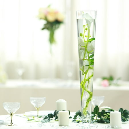 Balsacircle Clear 6 Pcs 24 Tall Glass Trumpet Vases Wedding Party