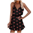 thumbnail image 1 of Vestido HUOGUO, sin mangas, cuello en V, estampado casual, para mujer, 1 of 3