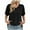 Dark Gray, variant on Uaswgudfs Women's Casual Ribbed Trim V-Neck Blouse T-Shirt - Loose Fit Short Sleeve Solid Color Top