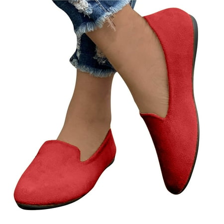 Women s Flats  Elegant Flats for Women  Wide Width Dress Shoes for Women  Womens Flats  Pointed Toe Flats Ballet Flats for Women  Flats Shoes Women Dressy Red 5.5