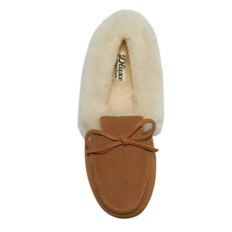 Dluxe By Dearfoams Shearling Moc with Fur Casing Slippers  display picture 2