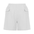 thumbnail image 4 of Lindreshi Shorts for Women Plus Size Fashion Women's Summer Casual Waist Elastic Pocket Solid Color Shorts, 4 of 8