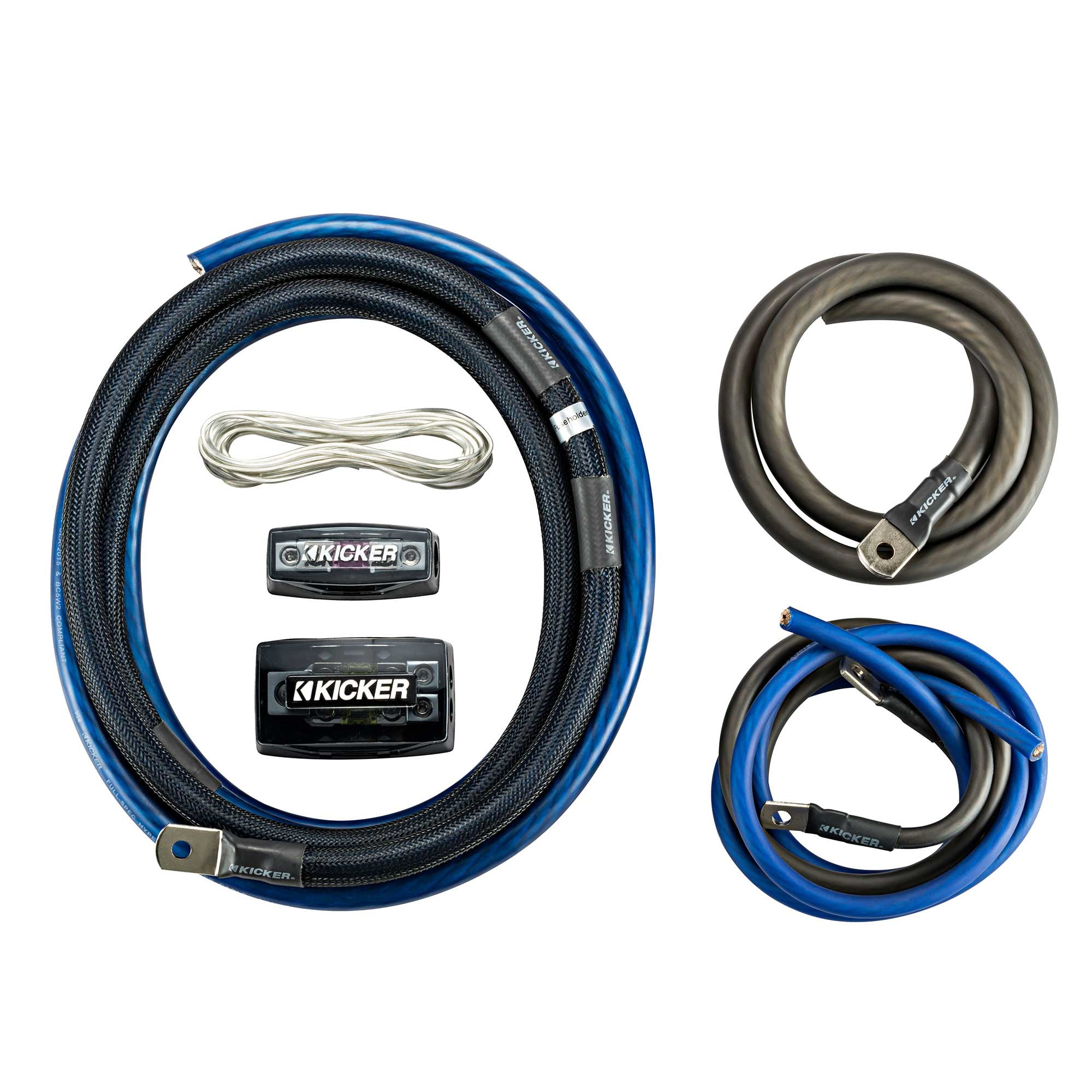 KICKER CXA1800.1 1800 Watt Mono Amp & 1/0AWG Power Kit & 5 M. RCA, Bass Knob Bundle