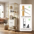 thumbnail image 5 of Yardi Yarda 5-Tier Narrow Bookcase with 4 Open Shelves and Storage Drawer-White, 5 of 7