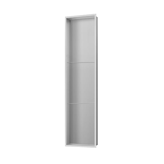 8-in x 36-in Ultra-thin Frame Recessed 3-Section Stainless Steel Shower Niche Brushed Stainless Steel