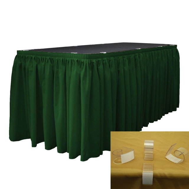 LA Linen LA Linen Polyester Poplin Table Skirt 14 -Foot by 29-Inch Long with 10 L-Clips, Hunter Green