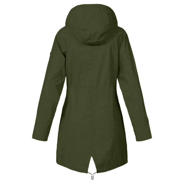 Scyoekwg Womens Tops Long Sleeve Clearance Womens Winter Clothes Women  Solid Waterproof Hooded Windproof Loose Coat Rain Jacket Outdoor Plus Size  Black S 