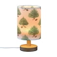 thumbnail image 2 of Lamp Printed Gifts Table Lamp USB Bedside Desk Nightstand Lamp Wood Base for Bedroom Living Room Office Desk College Dorm Watercolor Green Christmas Tree, 2 of 7
