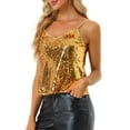 thumbnail image 5 of INSPIRE CHIC Women's Sequin Spaghetti Strap Crop Camisole Tank Tops XS Golden, 5 of 7