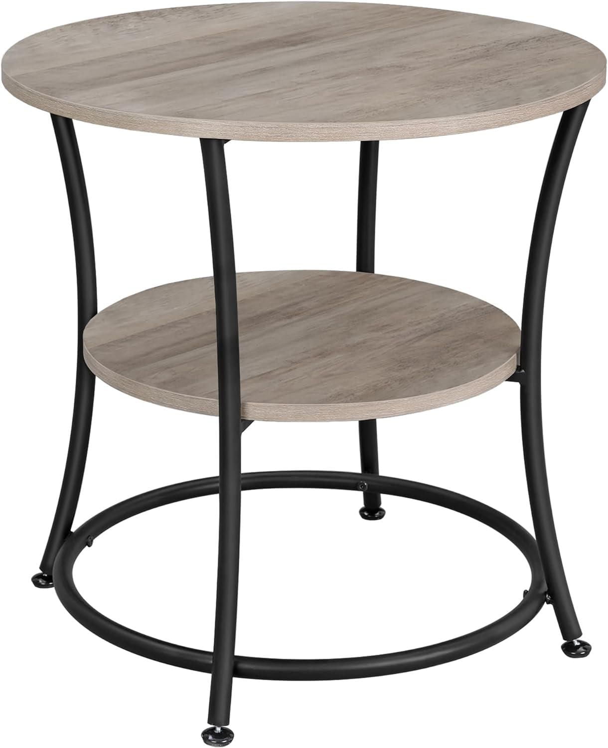 Boutique Home Side Round End Table with 2 Shelves Ideal for Living Room, Den or Bedroom