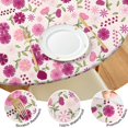 thumbnail image 4 of Pink Pioneer Flower Pattern Round Fitted Tablecloth with Elastic Edge,Dining Table Cover Waterproof,Outdoor Round Tablecloth for Camping,Dining,Indoor and Outdoor, 4 of 7