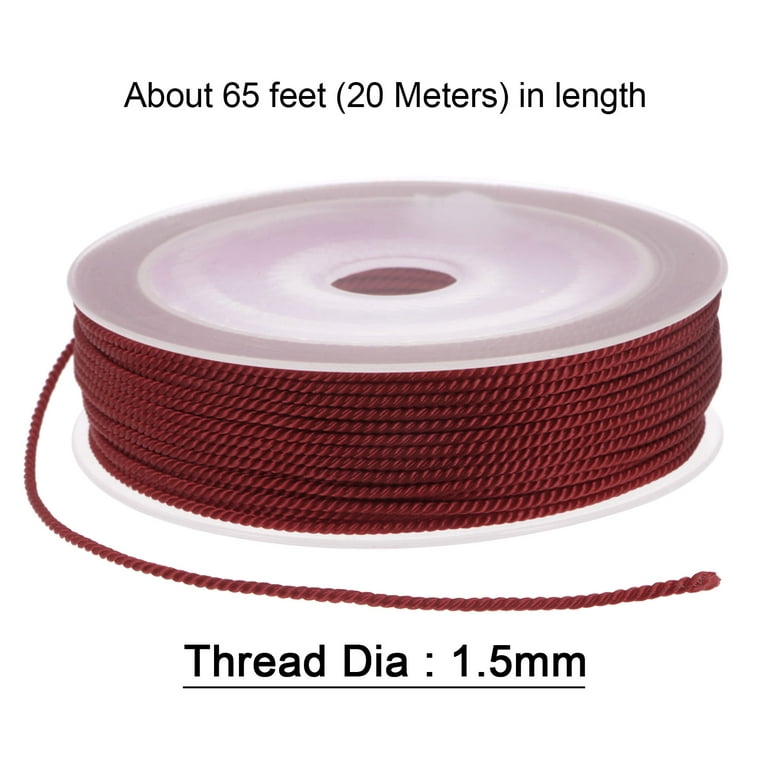 Twisted Nylon Twine Thread Beading Cord 1.5mm 20M/65 Feet Extra Strong  Braided Nylon String, Black