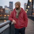 thumbnail image 6 of Resicozy Mens Zip Up Hoodies Long Sleeve Solid Color Hooded Sweatshirts Casual Fall Winter Track Jackets Wine S, 6 of 7