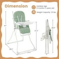 thumbnail image 3 of Gymax Foldable High Chair Easy Clean Compact Highchair w/ Removable Adjustable Tray Green, 3 of 10