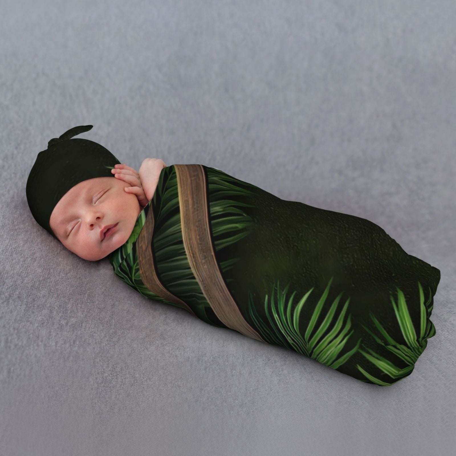 Naloa Framed Greenery Wall Art Baby Swaddle Blanket and Headband Set, Newborn Receiving Blanket Swaddle Wrap