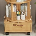 thumbnail image 5 of Miumaeov Bedside 360° Rotating Bookshelf 2 Tier Bamboo Bookshelf Bookcase with Drawer and Wheels Book Storage Organizer for Bedroom Living Room, 5 of 15