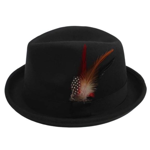 QASIEATN Elegant Fedora Hat for Women Fashion Feather Ornament Jazz Hat Church Party Essentials Solid Color Panama Hat