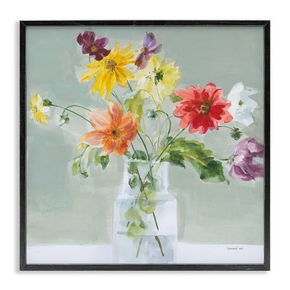 Stupell Industries Farmhouse Wild About Wildflowers Black Framed Giclee Art, 17 x 17, by Danhui Nai