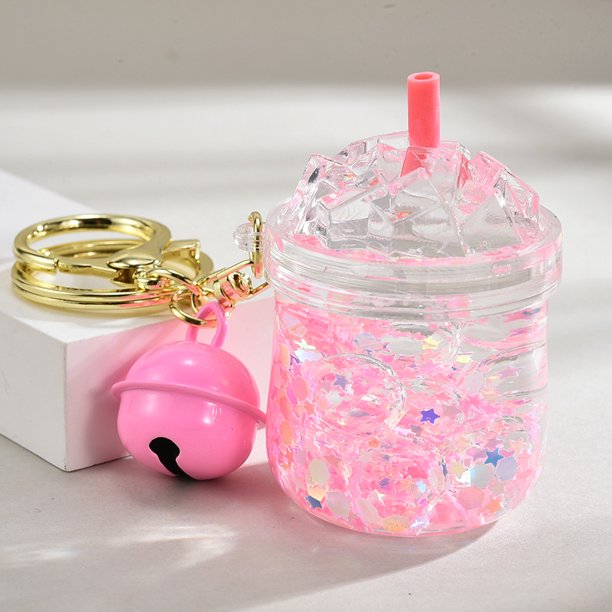 Kawaii Cute Iceberg Cup Boba Baby Bubble Pvc Doll Quicksand lleno de aceite flotante agitador móvil acrílico líquido llaveros colgante