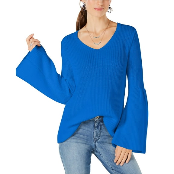 Style & Co. Womens Pleated Sheer Pullover Sweater, Blue, X-Large