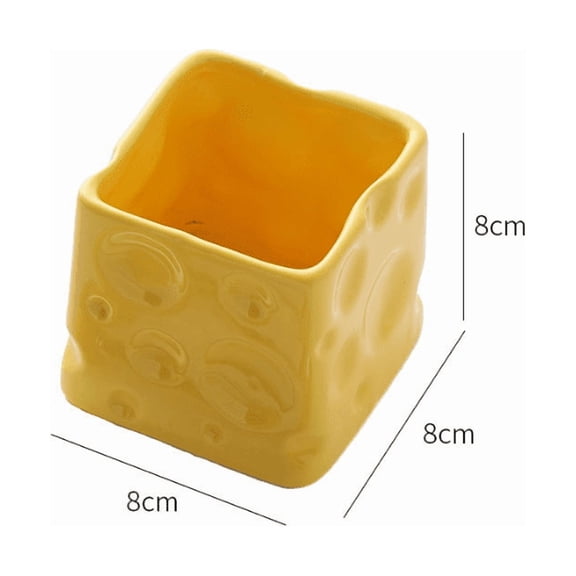 Ceramic Organizer Storage Jar Cheese Shape Cutlery Utensil Holder