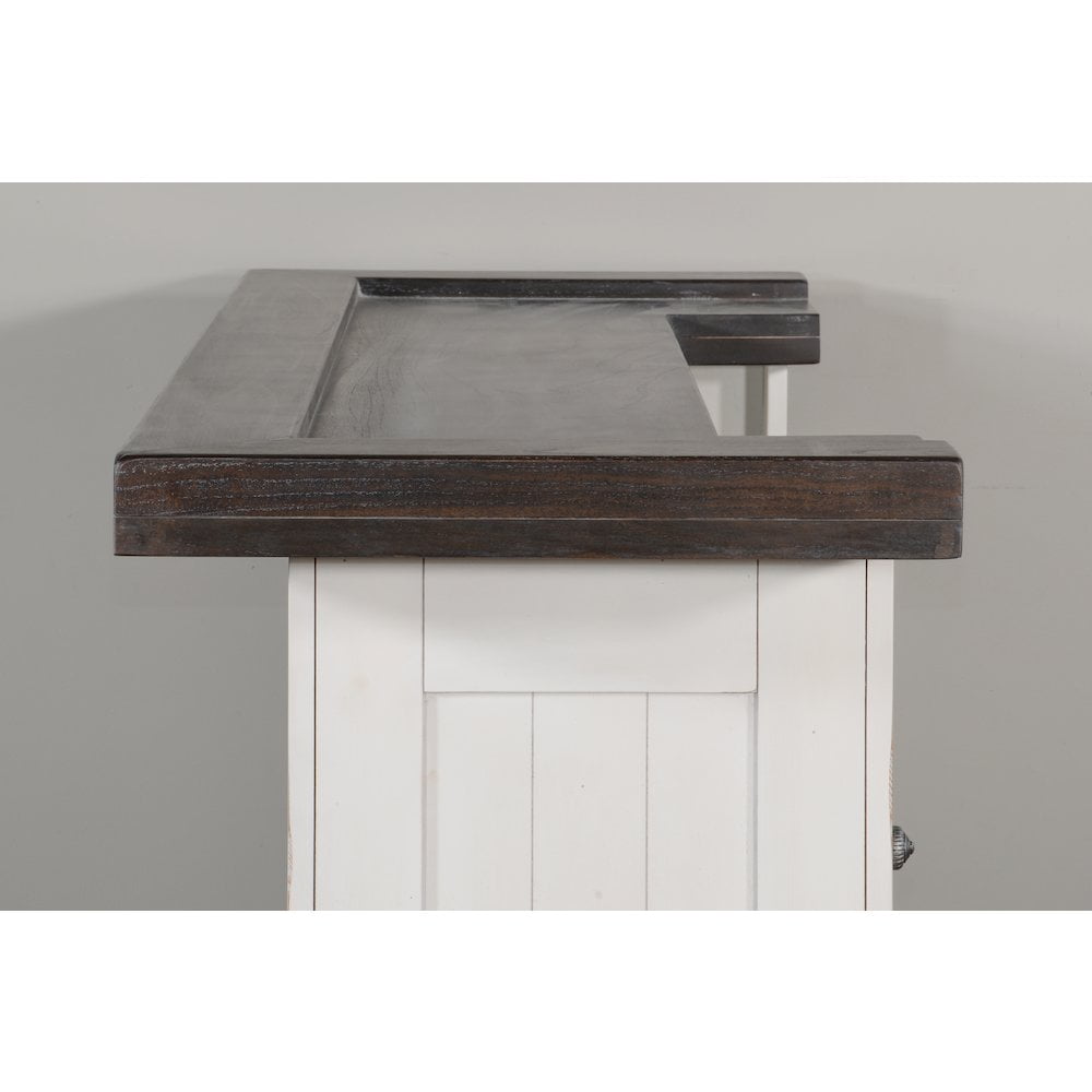 Sunny Designs Carriage House 78" Farmhouse Wood Bar Unit in Dark Brown/White