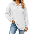 thumbnail image 5 of MLCDZ Hoodies for Women Button Drawstring Long Sleeve Hooded Casual Sweatshirt Fall Loose Fit Lightweight Outdoor Activities Sports Tops, 5 of 8