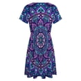 thumbnail image 5 of Mandala Purple Dress Summer Street Style Dresses Female Short Sleeve Printed Sundress, 5 of 7