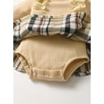thumbnail image 5 of Infant Baby Girl Clothes Ribbed Long Sleeve Faux-Two Floral Print Romper Jumpsuit Dress with Headband Khaki 0-3 Months, 5 of 7