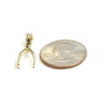 thumbnail image 3 of New 14k yellow Gold tiny wishbone pendant lucky good luck gift fine jewelry 0.5g, 3 of 12