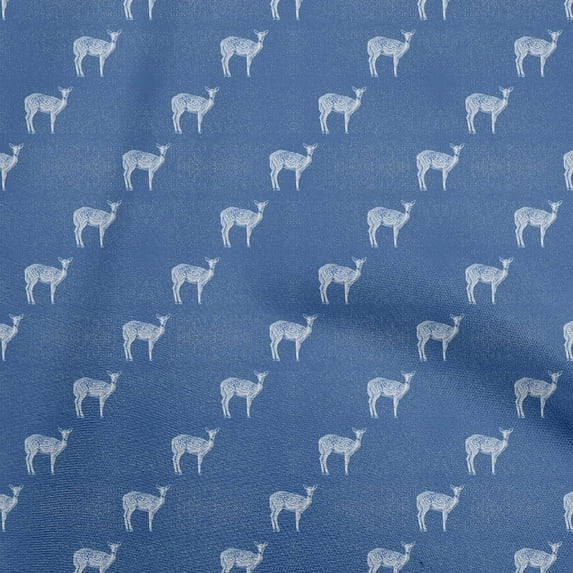oneOone Rayon Blue Fabric Deer Quilting Supplies Print Sewing Fabric By The Yard 56 Inch Wide