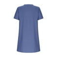thumbnail image 6 of Feancey Womens Shirt Dress Mini Linen Dresses for Women Button V Neck Short Sleeve Tshirt Dress Loose Fit Casual Beach Vacation Dresses Navy S, 6 of 7