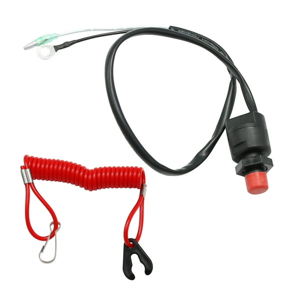 Anxingo Boat Motor Kill Stop Switch, Handlebar Start Stop Kill Switch Box Aassy & Safety Lanyard Replacement for Yamaha