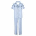 thumbnail image 5 of Uaswgudfs Women's Pajamas Sets 2 piece Stripe PJs Collared Casual Short Sleeve Sleepwear Comfy Pants Loungewear with Pocket, 5 of 6