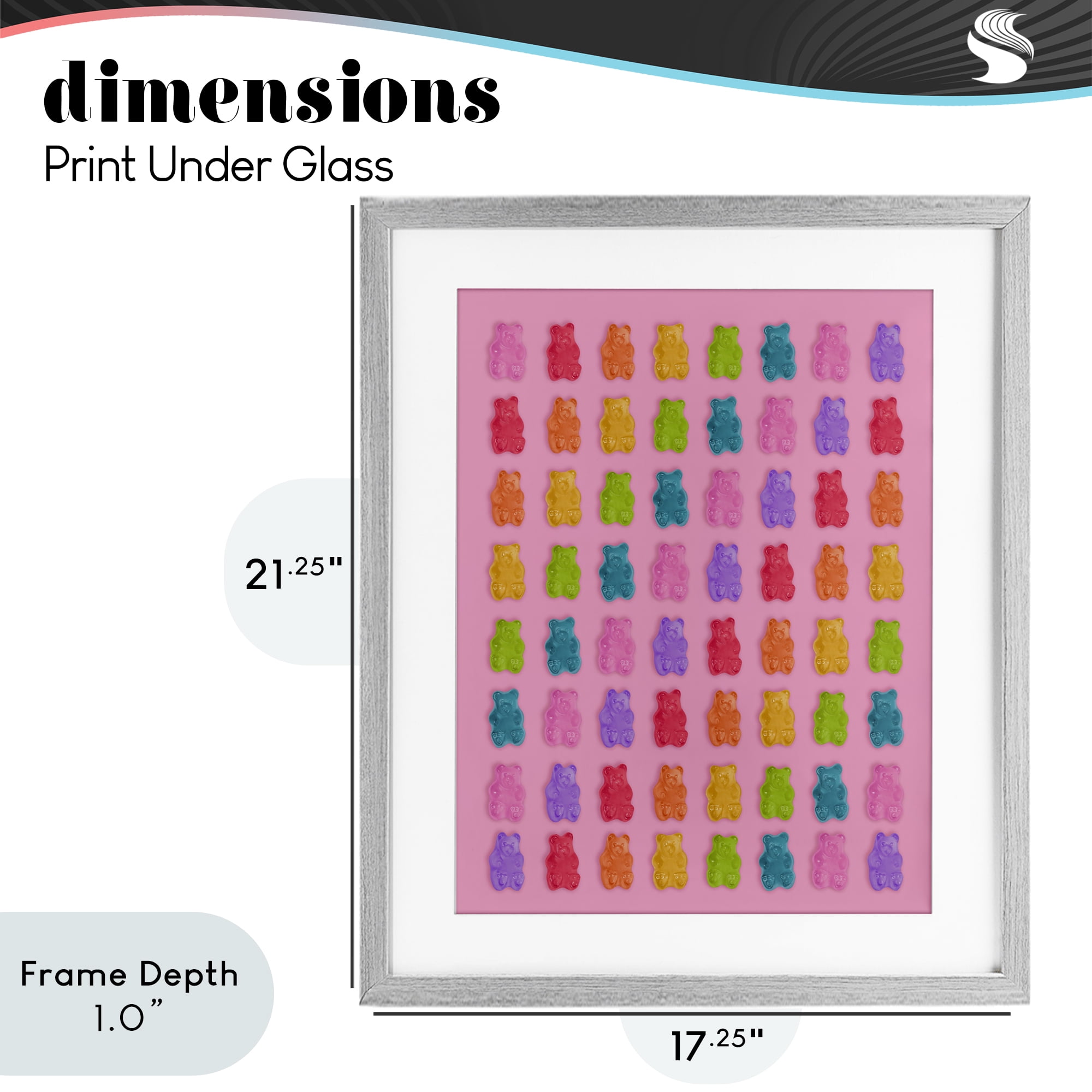 Stupell Industries Rainbow Gummy Bear Candies Gray Framed Print Under Glass, design by LISH Creative