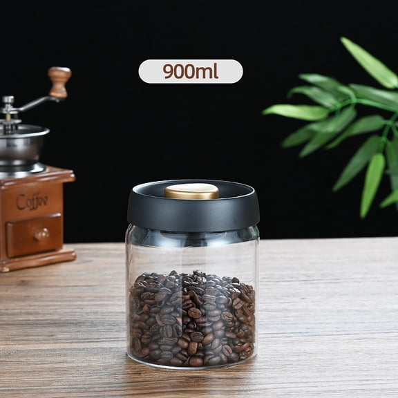 Vacuum Sealed Coffee Canister, Borosilicate Glass Storage Jar, Airtight Kitchen Food Container for Coffee Beans, Tea Leaves, and Dry Goods Preservation