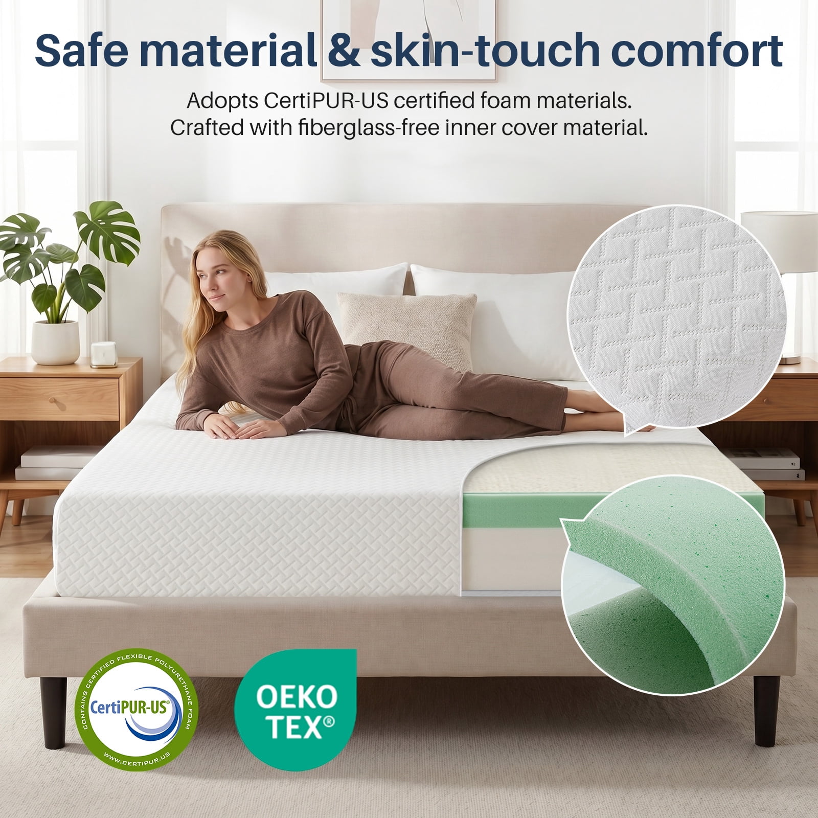 IULULU 6 Inch Gel Memory Foam Mattress, Twin Size Mattress with Graphene Cooling Cover, Fiberglass-Free, Medium-Firm, Bed in a Box