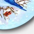 thumbnail image 3 of Designart 'Two Blue Birds Sitting On A Branch With Berries In Winter' Traditional Circle Metal Wall Art 29x29 - Disc of 29, 3 of 5