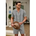 thumbnail image 6 of Men's 2 Piece Outfit Summer Outfits Fashion Casual Short Sleeve Polo Suit Vintage Short Sleeve Button Down Knit  Shirts Casual Beach Shorts Sets, 6 of 8