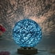 thumbnail image 5 of Lámpara de mesa con bola de ratán y luz nocturna con atenuación creativa, luz decorativa rural para dormitorio infantil (azul, lámpara con atenuación USB), 5 of 7