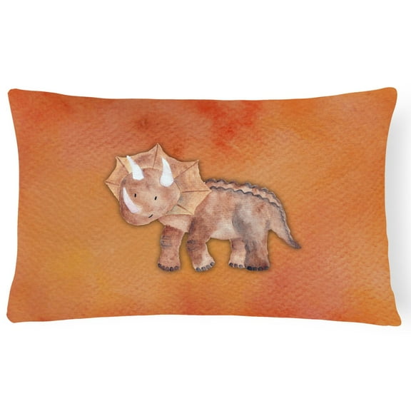 Carolines Treasures BB7403PW1216 Triceratops Watercolor Canvas Fabric Decorative Pillow  12H x16W multicolor