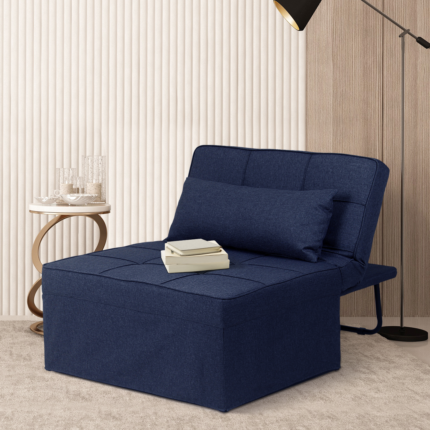 Ainfox 4-in-1 Convertible Ottoman Sofa Bed, Blue photo 5