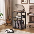 thumbnail image 5 of Large Record Player Stand, 3-Tier End Table with Vinyl Storage Up to 130 Albums, Industrial Turntable Printer Tables, Modern Side Tables for Living Room, Office, Dark Grey, 5 of 9