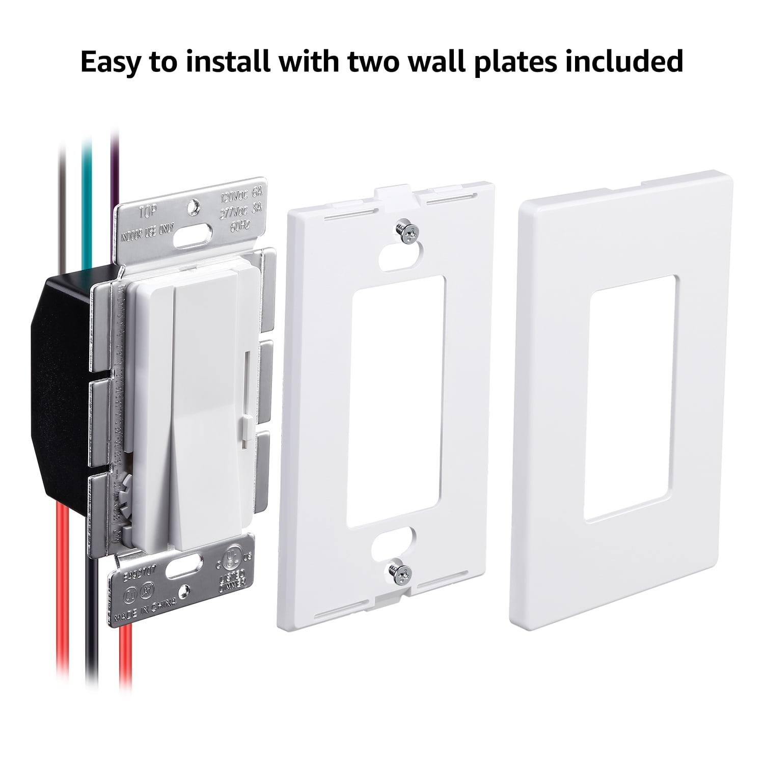 2 Pack 0-10V LED Dimmer Switch, 3-Way & Single Pole Compatible, 720W Max, Smooth Slide Control, Dual Wall Plates Included