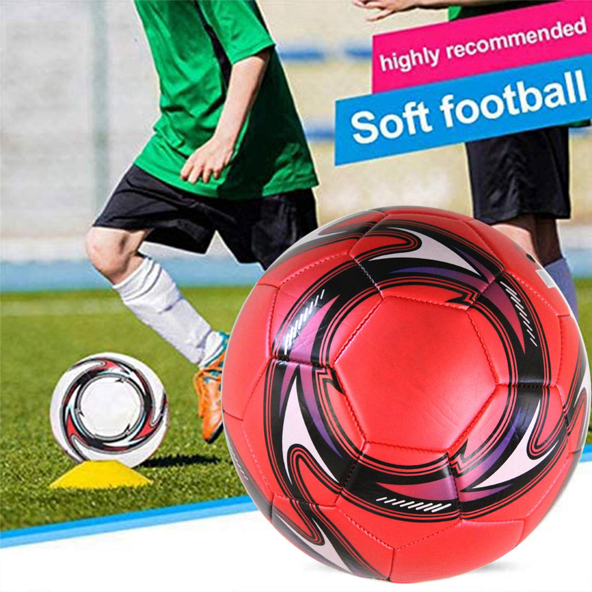 5X Professional Soccer Size 5 Official Soccer Training Football Competition Outdoor Football Red