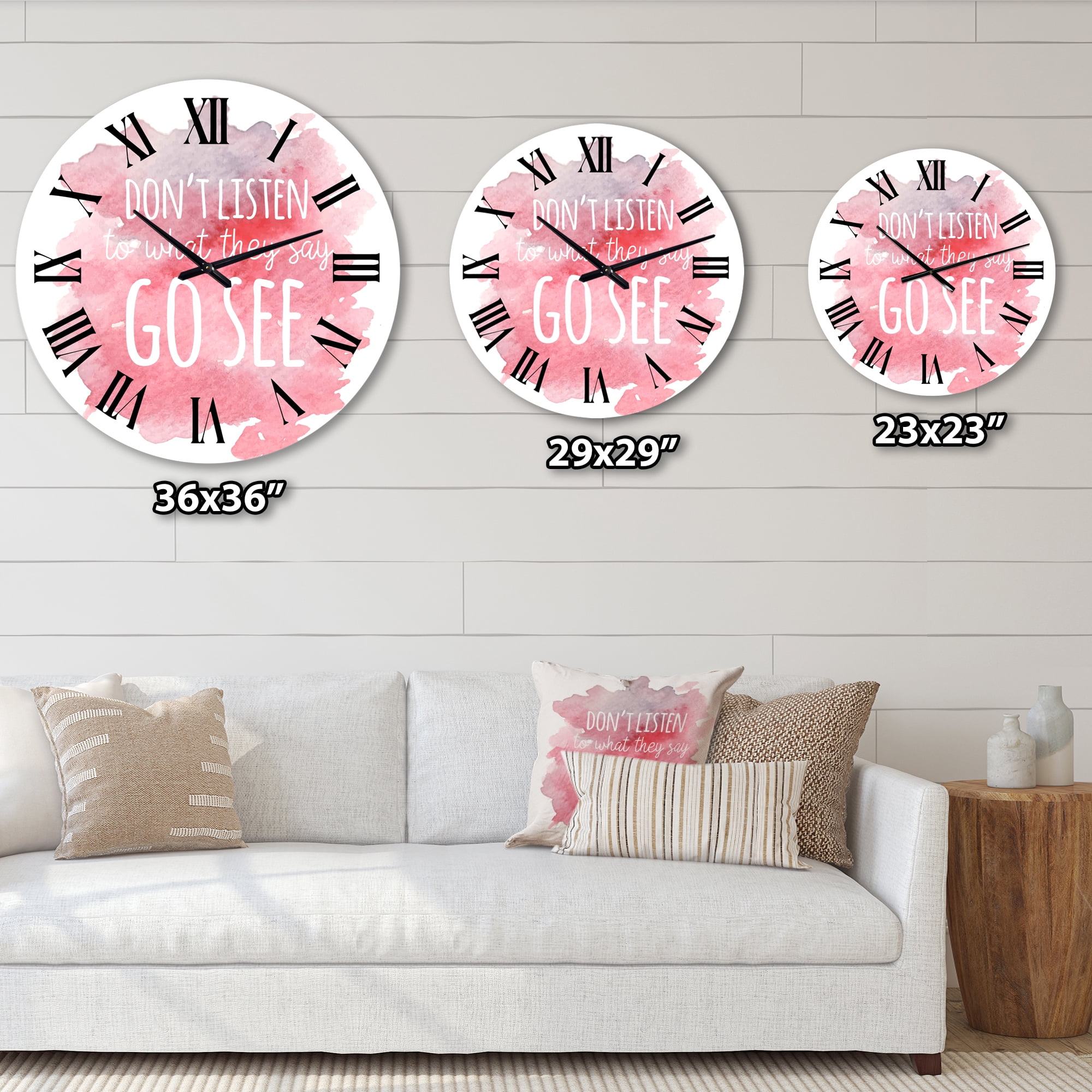 Designart 'Don'T Listen To What They Say Go See' Traditional Wall Clock