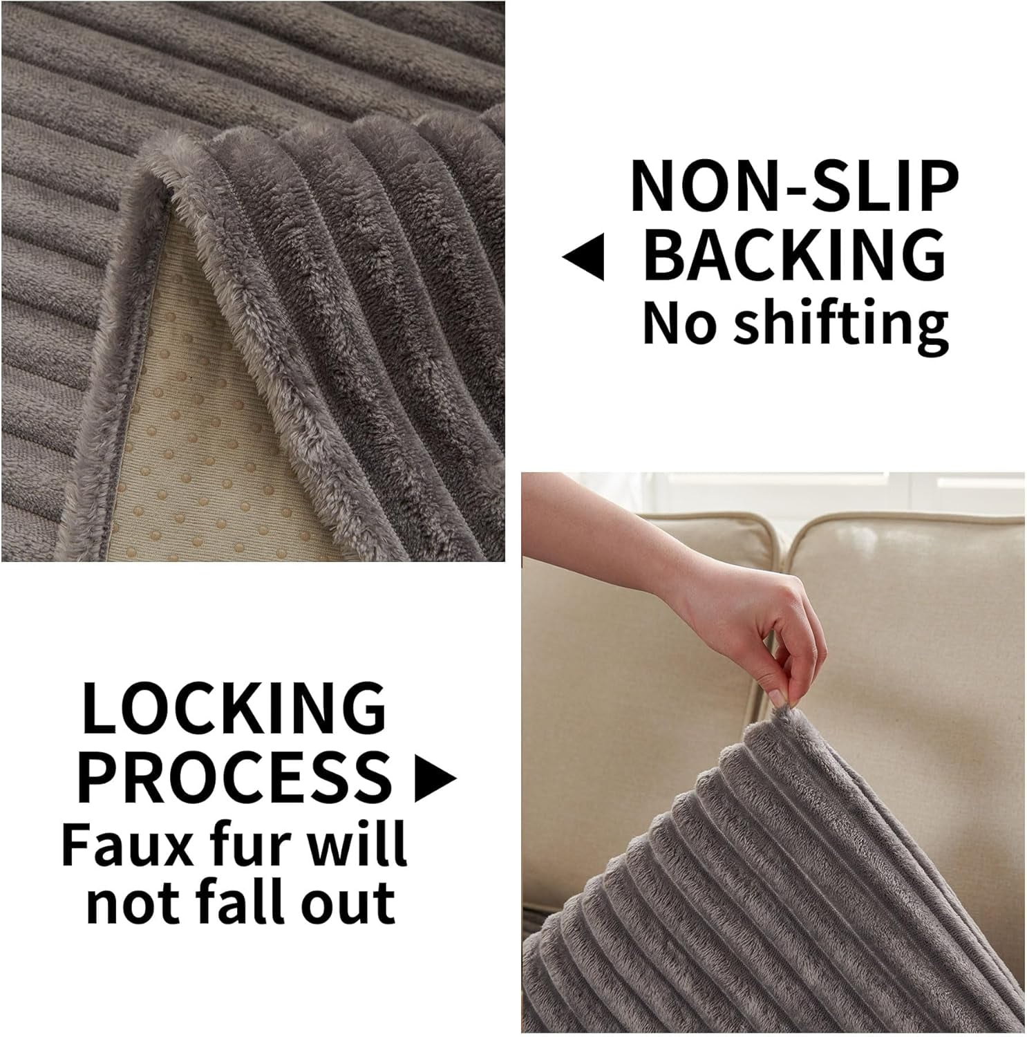 Waterproof Couch Cover for Dogs Washable, Faux Fur Pet Couch Covers for Sofa, Soft Dog Bed Cover Non-Slip Couch Covers for 3 Cushion Couch Sofa Pet Friendly (Grey, 35" x 74")