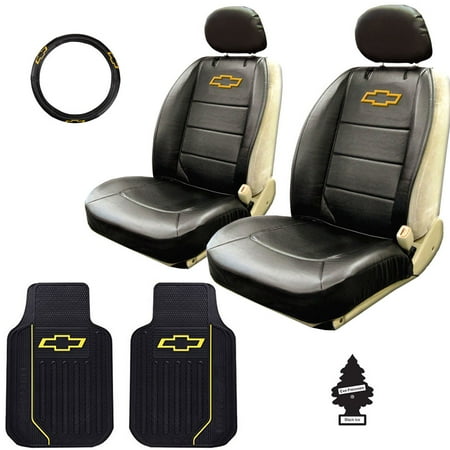New Pair Of Chevy Logo Universal Sideless Seat Cover W Headrest Floor Mats Steering Wheel Cover And Air Freshener