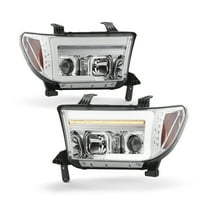 AKKON - Fits 2010-2013 Toyota Tundra 11-13 Sequoia Projector Chrome Headlights w/ Sequential Signal   LED Tube Parking Lamp Pair